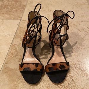 Schutz Cheetah Print Lace up Platforms